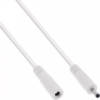 Cable alargador DC InLine, conector macho/hembra DC 3,5x1,35 mm, AWG 18, blanco 2 m