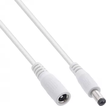 Cable alargador DC InLine, conector macho/hembra DC 5,5x2,5 mm, AWG 18, blanco 2 m