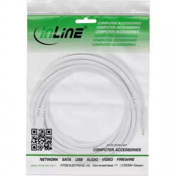 Cable alargador DC InLine, conector macho/hembra DC 3,5x1,35 mm, AWG 18, blanco 5 m