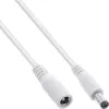 Cable de extensión DC InLine, conector macho/hembra DC 5,5x2,1mm, AWG 18, blanco 5m