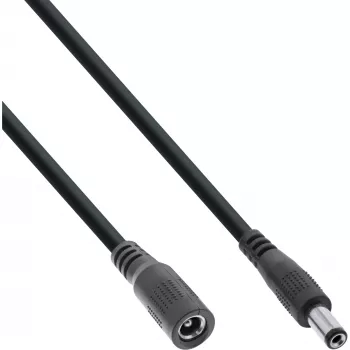Cable de extensión DC InLine, conector macho/hembra DC 5,5x2,5mm, AWG 18, negro 1m