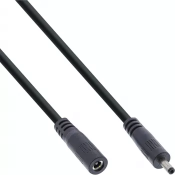 Cable de extensión DC InLine, conector macho/hembra DC 3,5x1,35mm, AWG 18, negro 3m