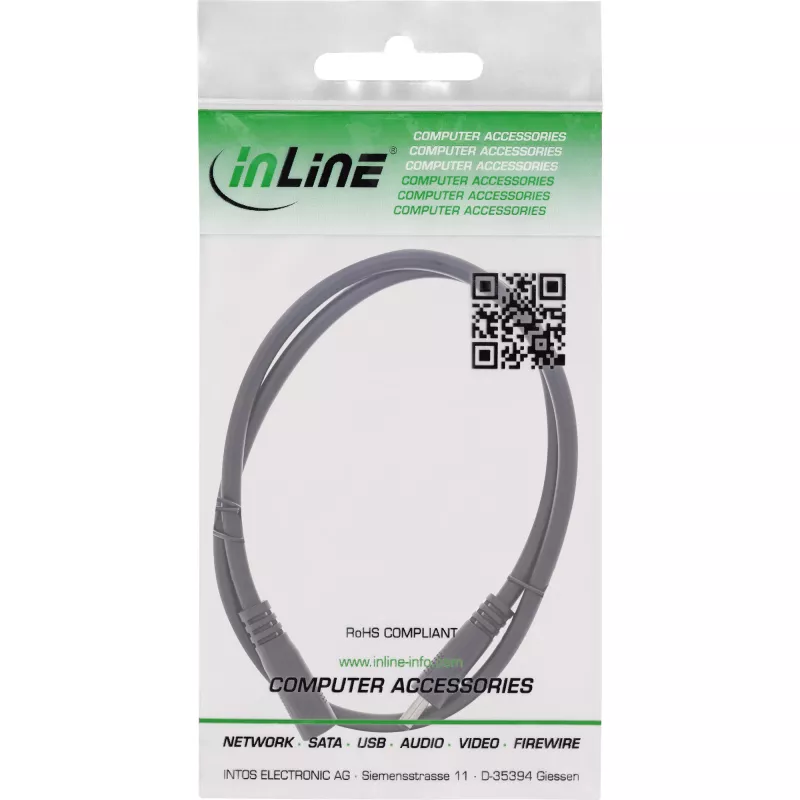 Cable de extensión DC InLine, conector macho/hembra DC 3,5x1,35mm, AWG 18, negro 1m