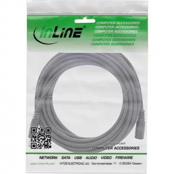 Cable de extensión DC InLine, conector macho/hembra DC 5,5x2,5mm, AWG 18, negro 5m