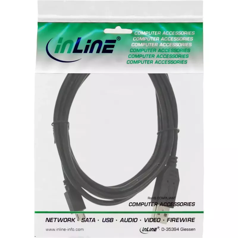 Cable Micro-USB 2.0 InLine USB Type-A macho / Micro-B macho, negro, 1,8 m