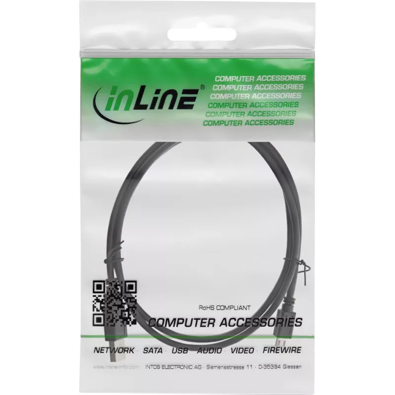 Cable Micro-USB 2.0 InLine USB Type-A macho / Micro-B macho, negro, 1m
