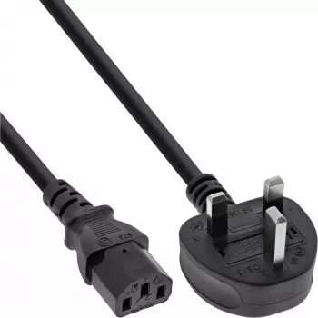 Cable de alimentación InLine conector macho Reino Unido / conector hembra IEC C13 de 3 polos, 1m