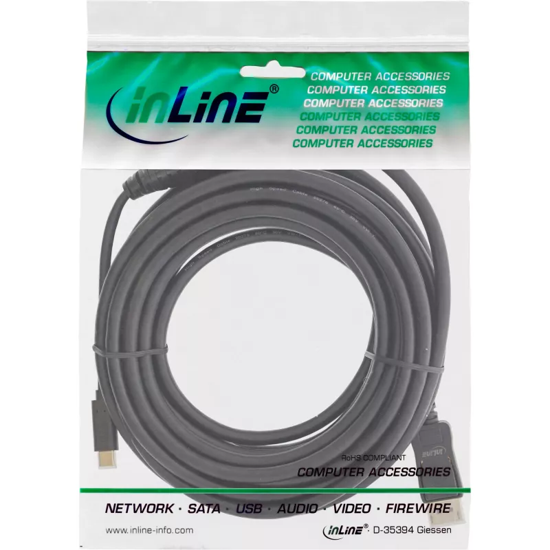 Cable de pantalla USB InLine, conector macho USB-C a conector macho DisplayPort, 7,5 m