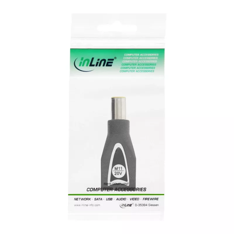 Conector macho con interruptor InLine M11 (20V) para fuente de alimentación universal 90W / 120W negro