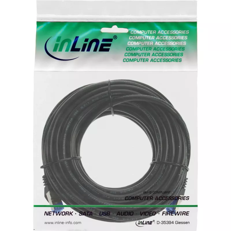 Cable de red InLine, Cat.6A, S/FTP, PUR industrial, negro, 15m