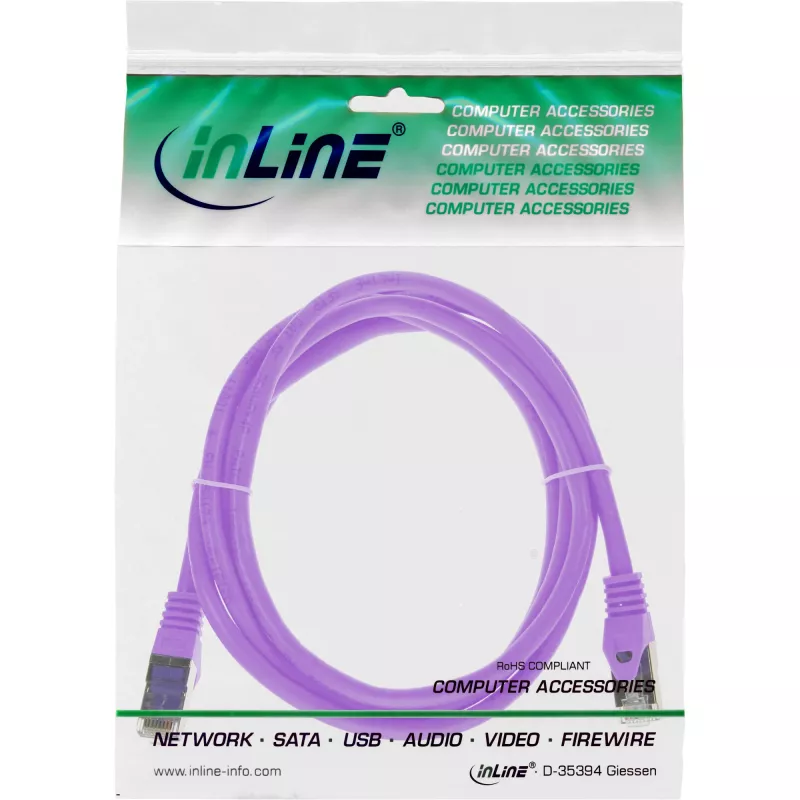 Cable de red InLine SF/UTP Cat.5e violeta 3m