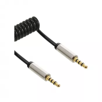 Cable de audio en espiral fino InLine 3,5 mm conector macho / conector macho 4 polos estéreo 2 m