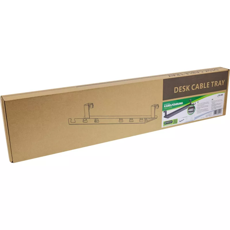 Bandeja/guía de cables para montaje bajo la mesa InLine 131×590×74 mm, negra