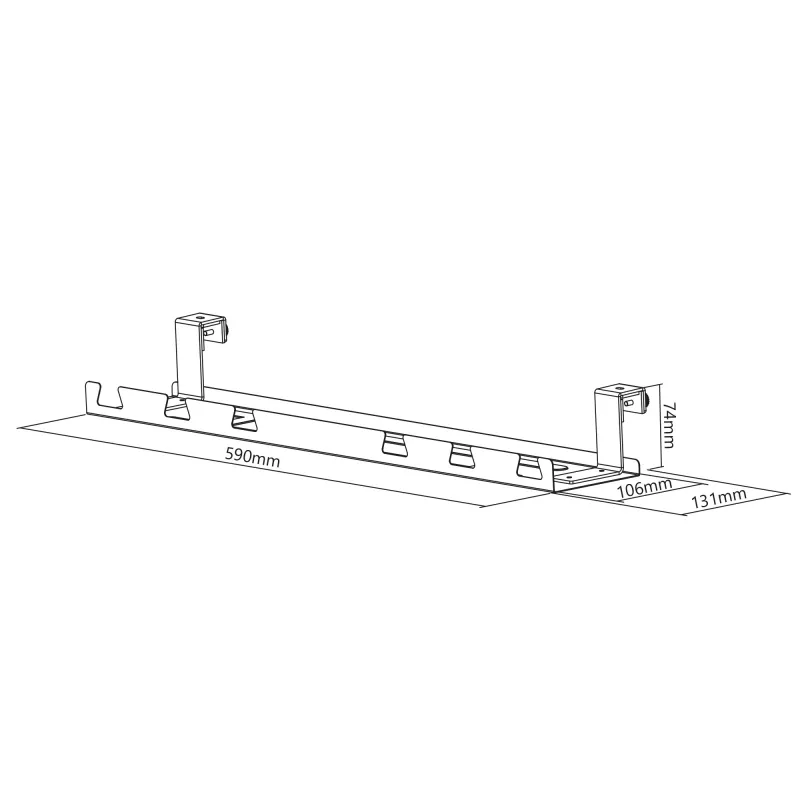 Bandeja de cables para montaje bajo la mesa InLine 131×590×74 mm gris