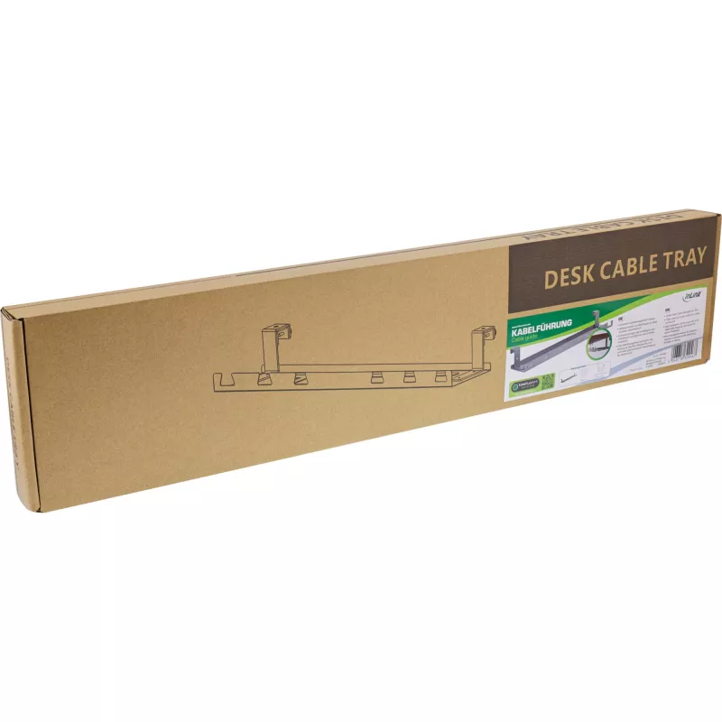Bandeja de cables para montaje bajo la mesa InLine 131×590×74 mm gris
