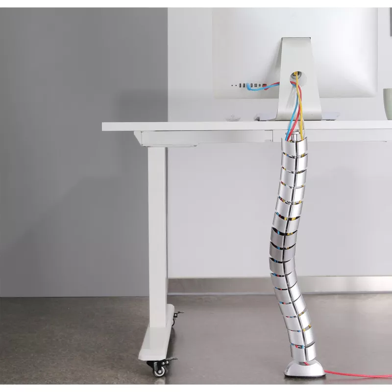 Guía de cables flexible InLine, vertical para mesas, 2 compartimentos, 0,80 m plateada