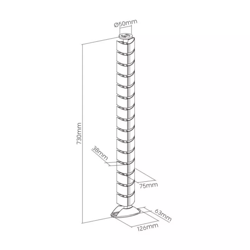 Guía de cables flexible InLine, vertical para mesas, 2 compartimentos, 0,80 m plateada