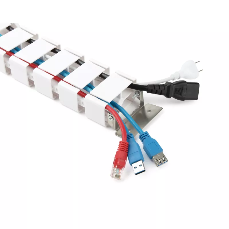 Canaleta de cables para mesas de altura regulable InLine 4 compartimentos, blanca, longitud 1,28 m