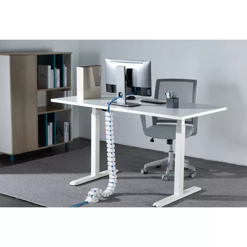 Canaleta de cables para mesas de altura regulable InLine 4 compartimentos, blanca, longitud 1,28 m