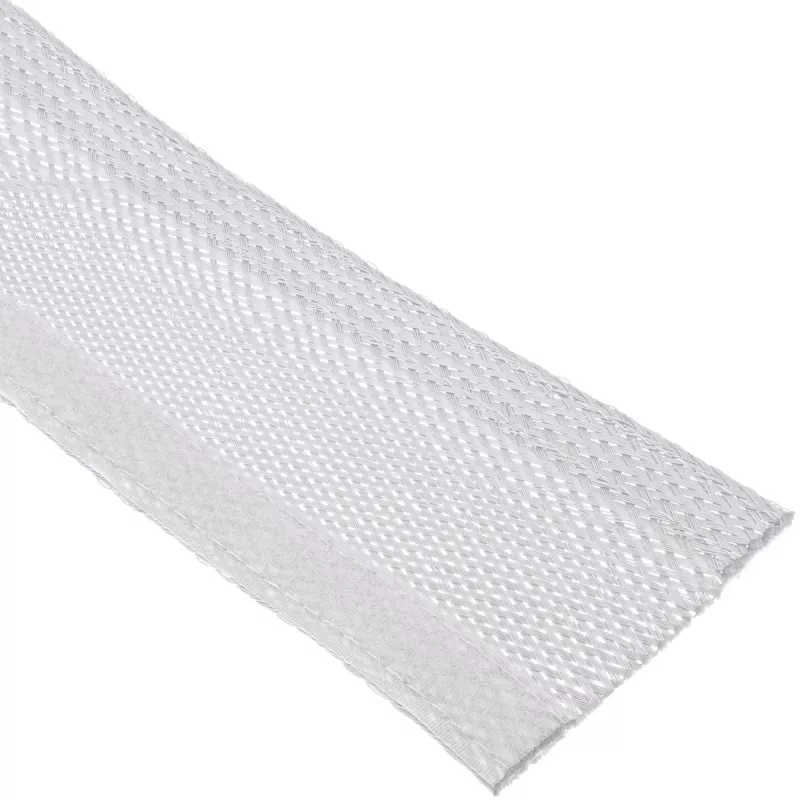 Funda para cables InLine 1 m × 25 mm, tubo de tela con cierre de velcro, blanco