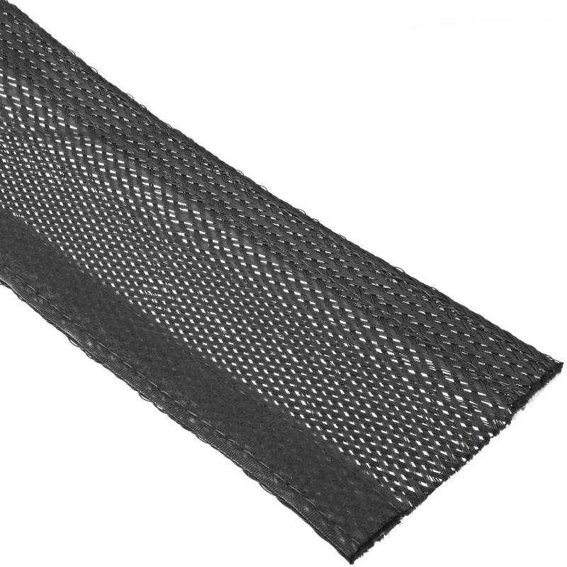 Funda canaleta para cables InLine 59993A — tubo textil con cierre de velcro, 1 m × 25 mm, negro