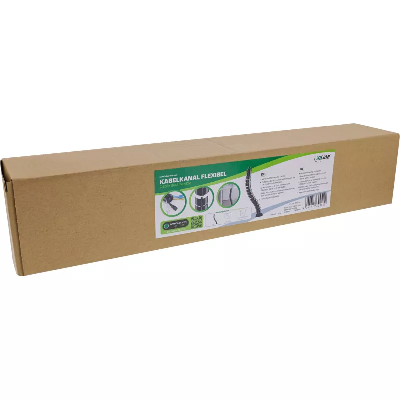 InLine tubo para cables flexible, vertical para mesas, 2 cámaras, 0,80 m negro