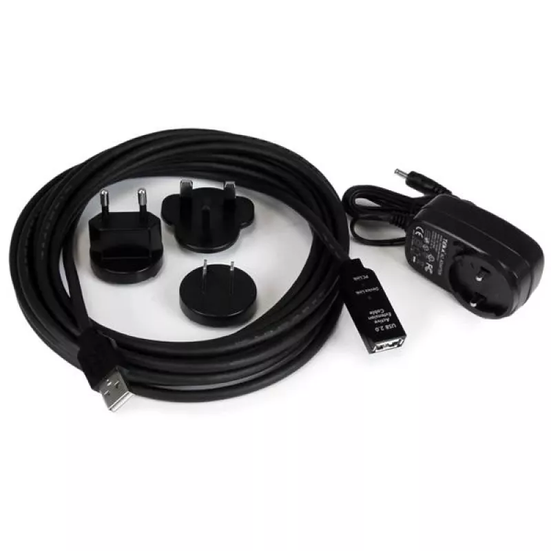 StarTech.com cable de extensión USB 2.0 activo de 5 m - M/F, 5 m, USB A, USB A, USB 2.0, conector macho/conector hembra, negro