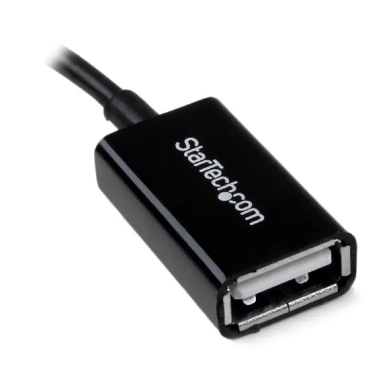 StarTech.com adaptador host Micro USB a USB OTG de 5in M/F, 0,127 m, Micro-USB B, USB A, USB 2.0, 0,48 Gbit/s, negro