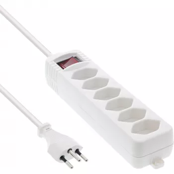 InLine regleta de enchufes SUIZA, 6 tomas, con interruptor, 1,5 m, blanco