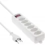 InLine regleta de enchufes SUIZA, 6 tomas, con interruptor, 1,5 m, blanco