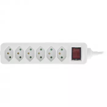 InLine regleta de enchufes SUIZA, 6 tomas, con interruptor, 1,5 m, blanco