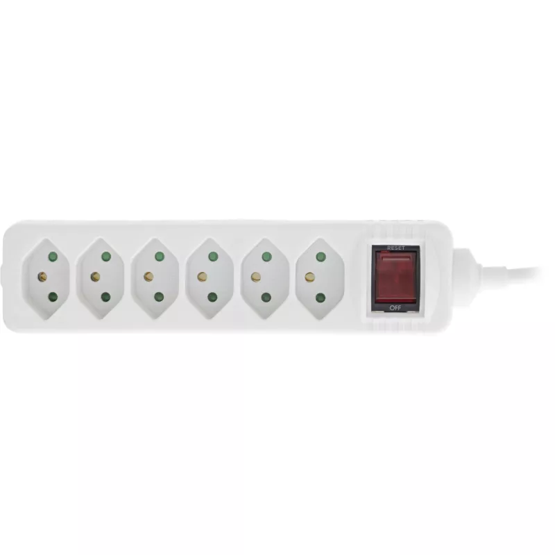 InLine regleta de enchufes SUIZA, 6 tomas, con interruptor, 1,5 m, blanco