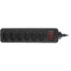 InLine regleta de enchufes 6 tomas tipo suizo con interruptor negro 1,5 m