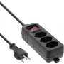 InLine regleta de enchufes SUIZA, 3 tomas, con interruptor, 1,5 m, negro