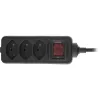 InLine regleta de enchufes SUIZA, 3 tomas, con interruptor, 1,5 m, negro