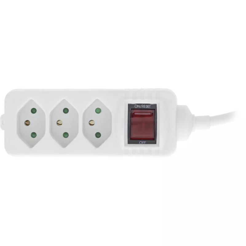 InLine regleta de enchufes SUIZA, 3 tomas, con interruptor, 1,5 m, blanco