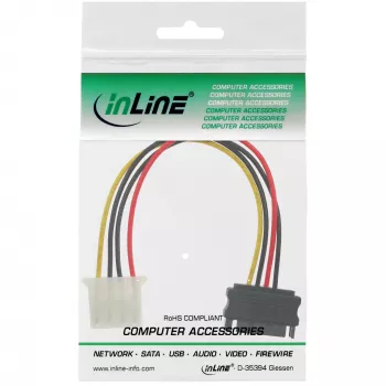 Cable adaptador de alimentación SATA 15 polos conector hembra / 4 polos conector macho 0,30m InLine 29669A