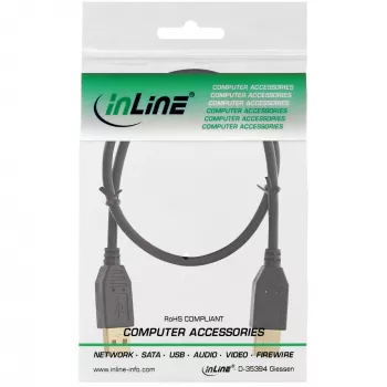 InLine cable USB 2.0, AM/AM, negro, contactos dorados, 3m