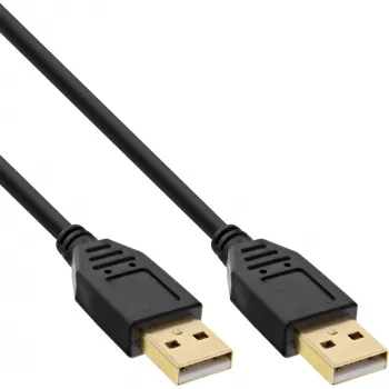 InLine cable USB 2.0, AM/AM, negro, contactos dorados, 2 m
