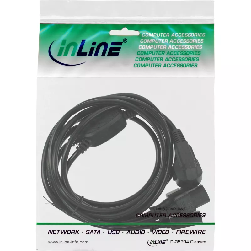 InLine cable en Y 1x CEE 7/7 en ángulo / 3x 3 polos IEC C13 conector macho, v3 (2m+1/3/2m)