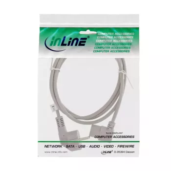 InLine cable de alimentación, CEE 7/7 en ángulo / 3 polos IEC C13 en ángulo, gris, 1,8m