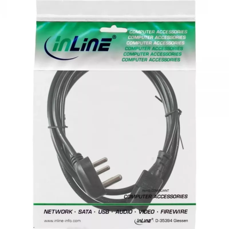 InLine Cable de alimentación tipo D Sudáfrica 5A / conector IEC 1,8 m