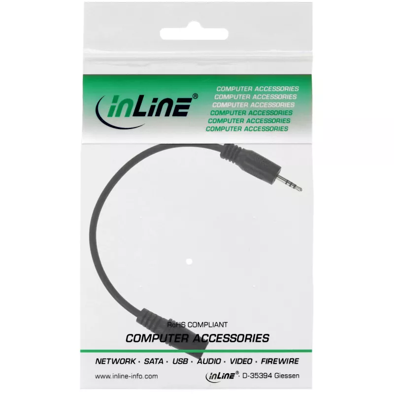 Cable adaptador de audio 4 pines 2,5mm conector macho / 4 pines 3,5mm conector hembra 2m InLine 99308E