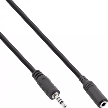 InLine Cable adaptador de audio 4 polos 2,5mm conector macho / 4 polos 3,5mm conector hembra 3m