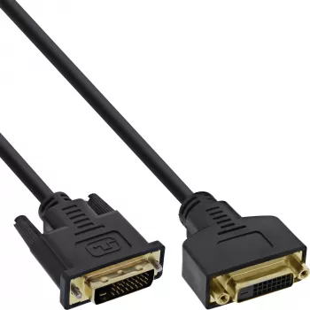 Cable DVI-D Premium 24+1 conector macho a hembra Dual Link dorado 3m InLine 17763P