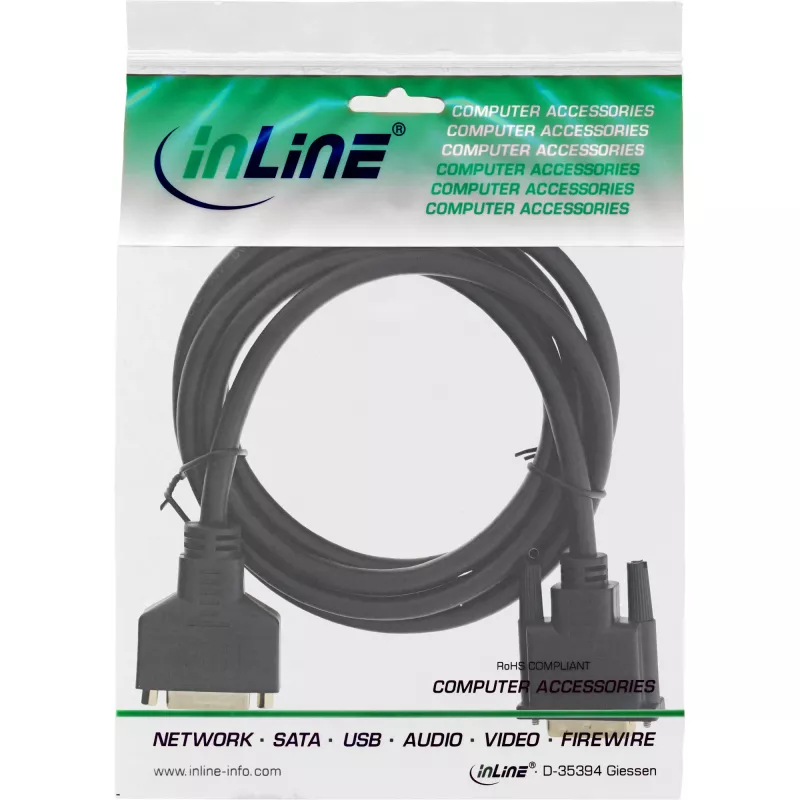 Cable DVI-D Premium 24+1 conector macho a hembra Dual Link dorado 3m InLine 17763P