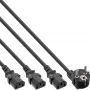 Cable de alimentación en Y 1x CEE 7/7 / 3x 3 polos IEC C13 conector macho InLine 16653B negro 1,8 m