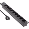 InLine Regleta de enchufes de 19 pulgadas, 9 tomas Schuko, sin interruptor, 2 m, negro