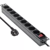 InLine Regleta de enchufes de 19 pulgadas, 9 tomas Schuko, con interruptor, 2m, negro