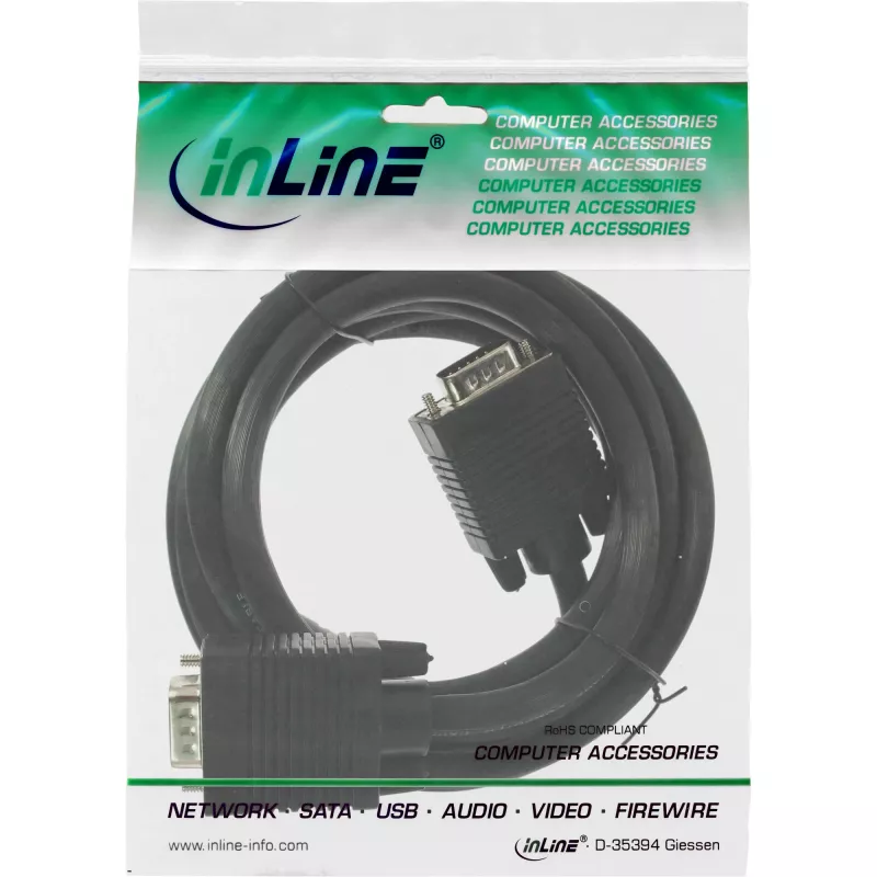 Cable S-VGA 15HD conector macho/macho negro 0,3m InLine 17803B